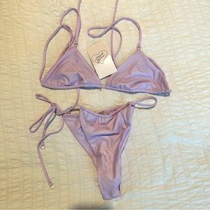 NWT heart of sun violets bikini lilac light purple strappy S/M